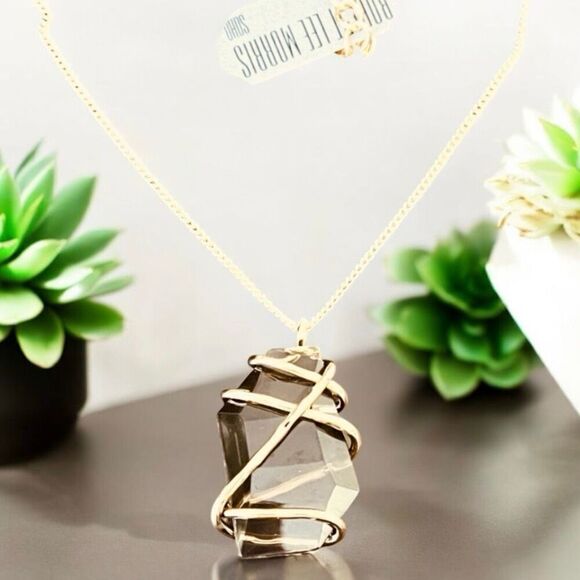 Kendra Scott necklace NWT Robert Lee Morris Gold Wire-Wrapped Sculptural Stone Pendant Necklace 16\